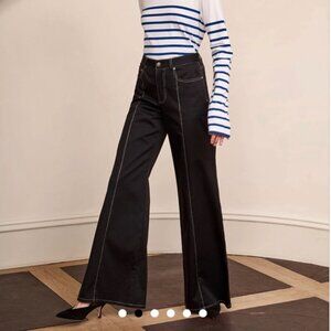 La Ligne Caro Pant Black wide leg cotton Size 10